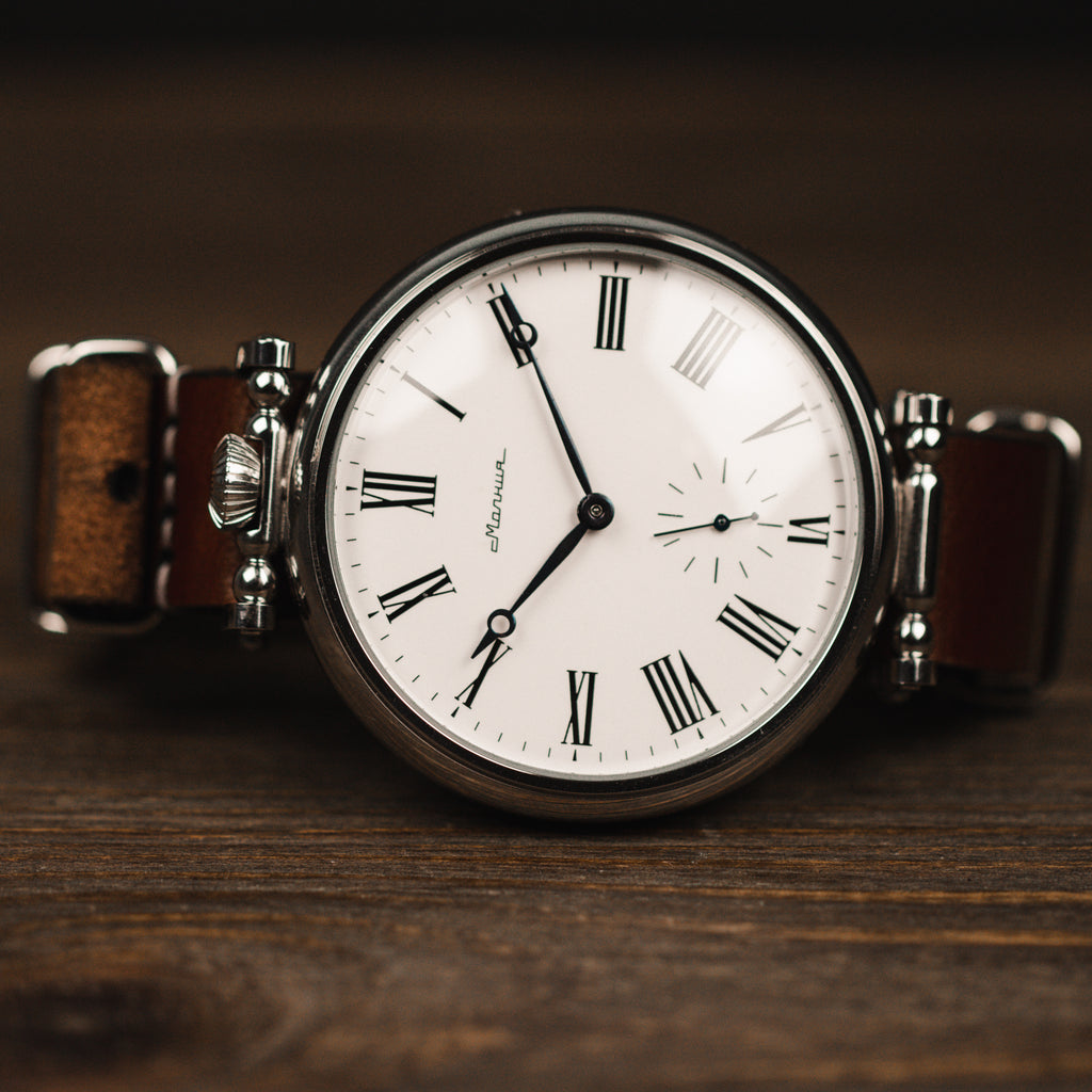 Vintage soviet rare wrist watch for men Molnija with leather nato strap