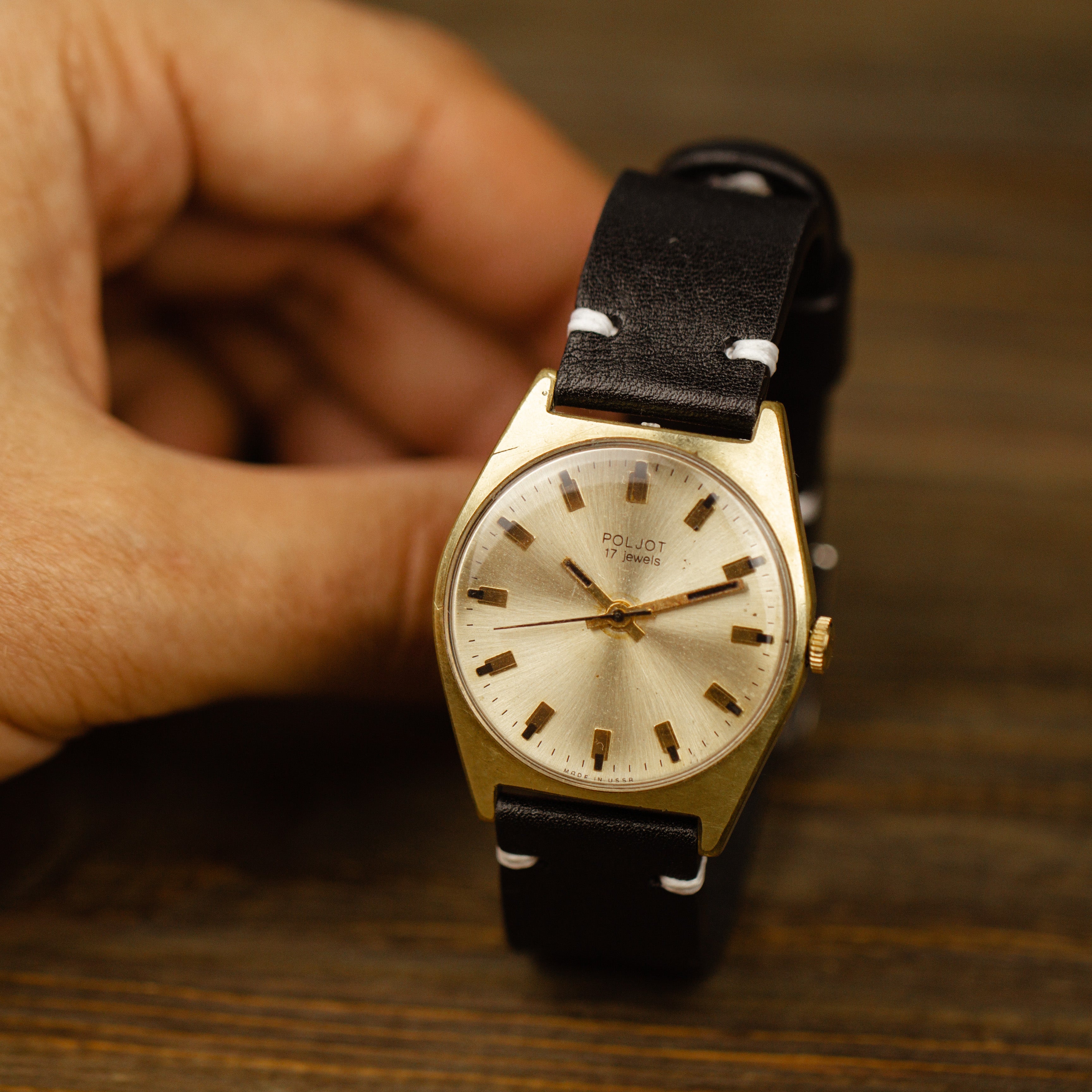 Soviet vintage rare watch for men Poljot with leather nato strap