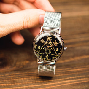 Soviet vintage watch Poljot - Masonic with stainless steel watch band