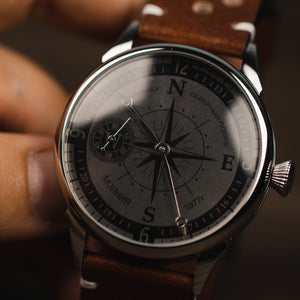 Very rare vintage soviet watch for men Molnija with leather nato strap