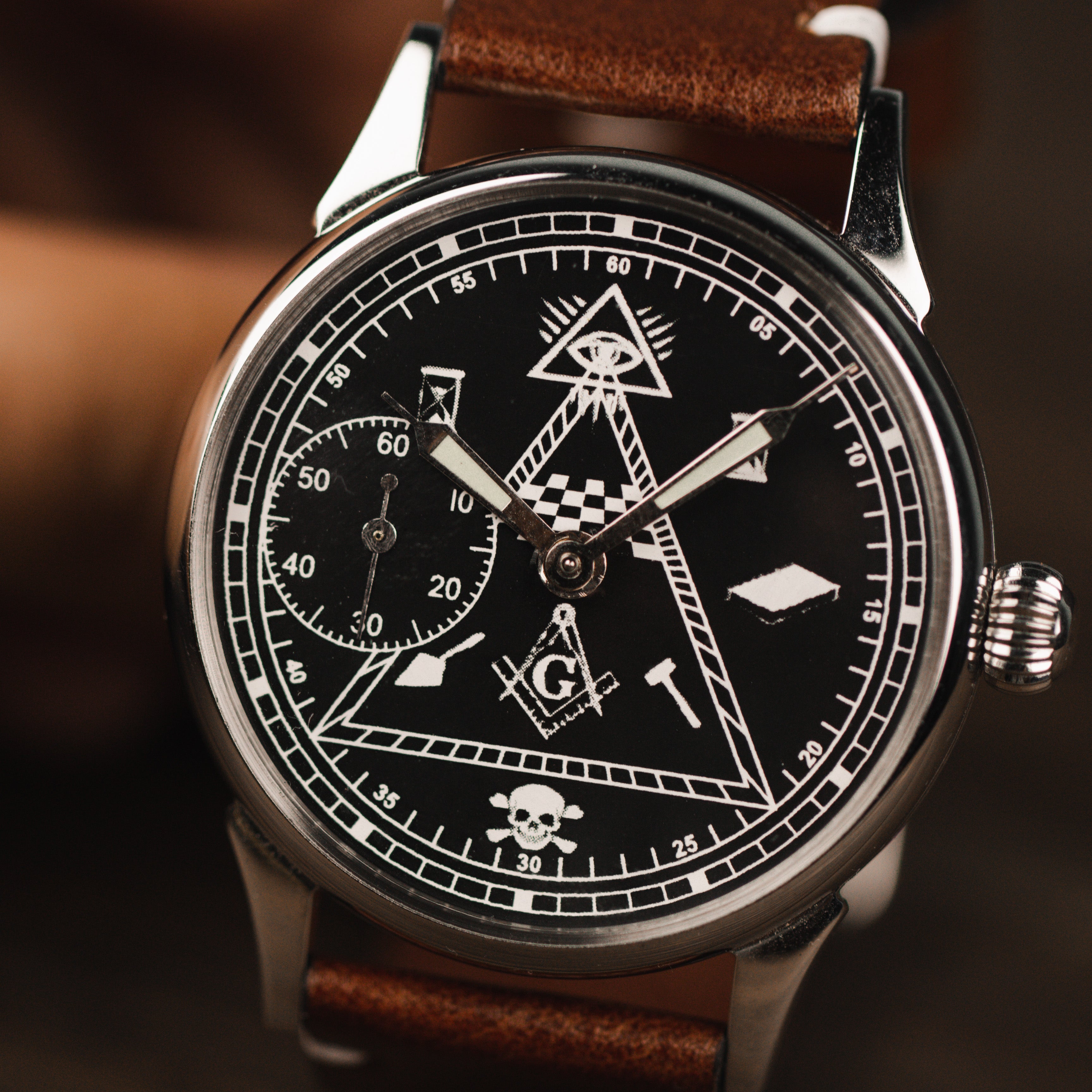 Rare vintage soviet wrist watch Poljot - Masonic with leather nato strap
