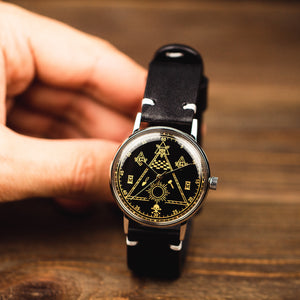 Men's ultra rare vintage soviet wrist watch Poljot - Masonic with leather nato strap