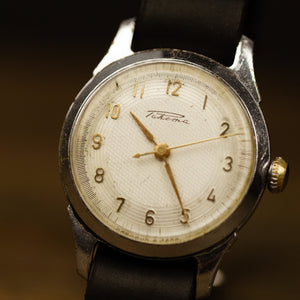 Vintage mechanical rare soviet watch for men Raketa with leather nato strap