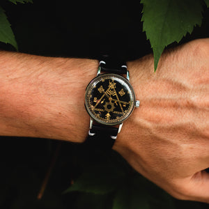 Men's ultra rare vintage soviet wrist watch Poljot - Masonic with leather nato strap