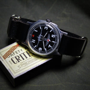 Soviet men's wrist mechanical watch Aviator with leather nato strap
