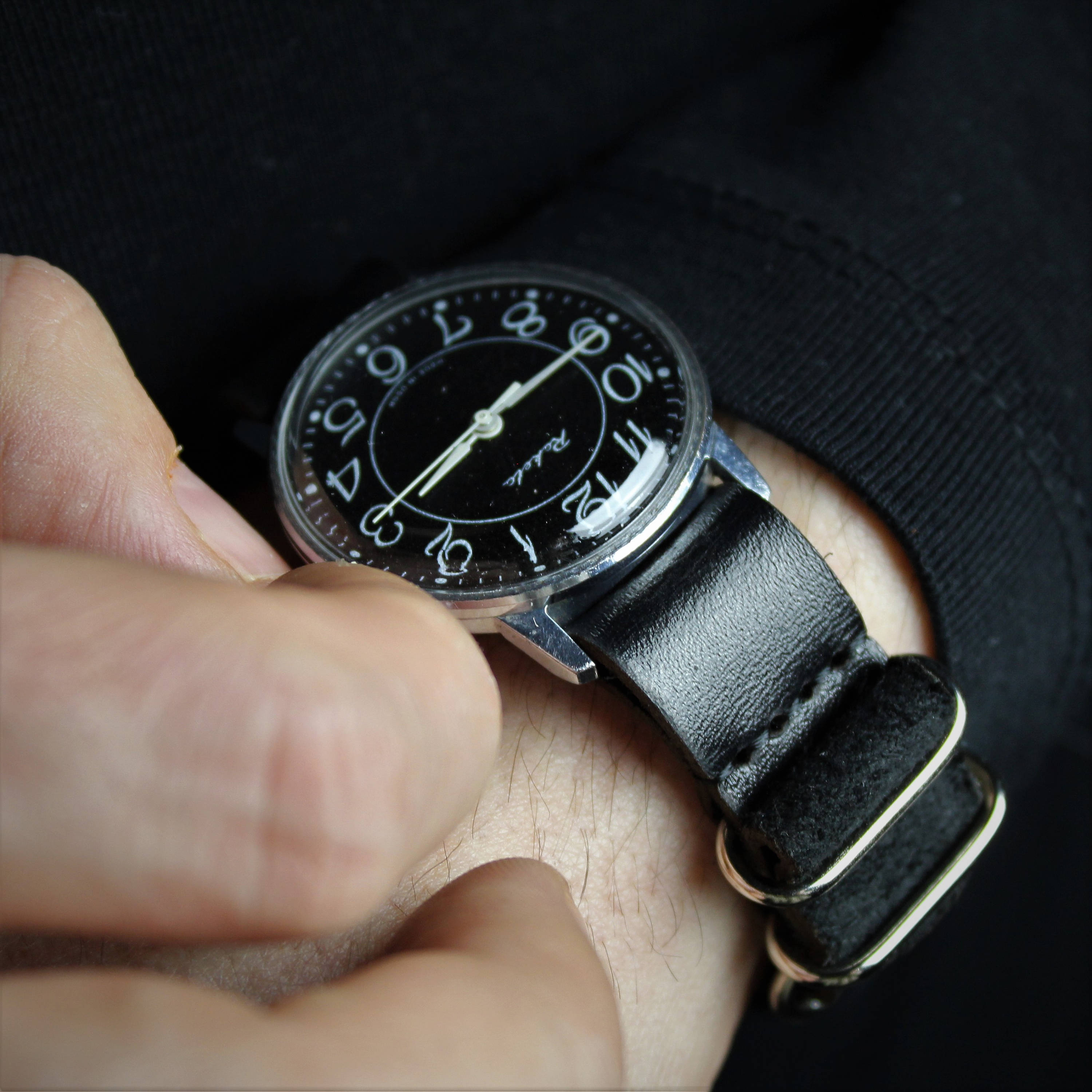 Black watch, vintage watch, Raketa watch, unisex watch, women watch, mens watch, minimalist watch, black dial, soviet watch, wrist watch
