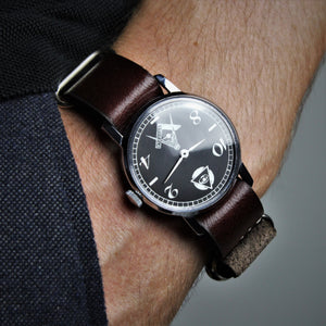 Rare vintage sovient men's wrist watch Masonic with leather nato strap