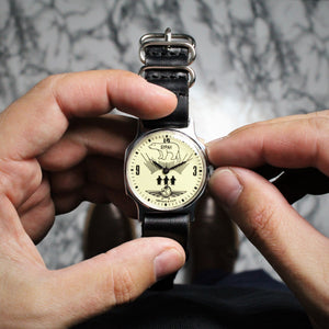 Men's vintage soviet very rare watch Buran with leather nato strap