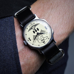 Men's vintage soviet very rare watch Buran with leather nato strap