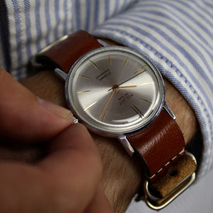 Vintage very rare soviet men's wrist watch Poljot de luxe with leather nato strap