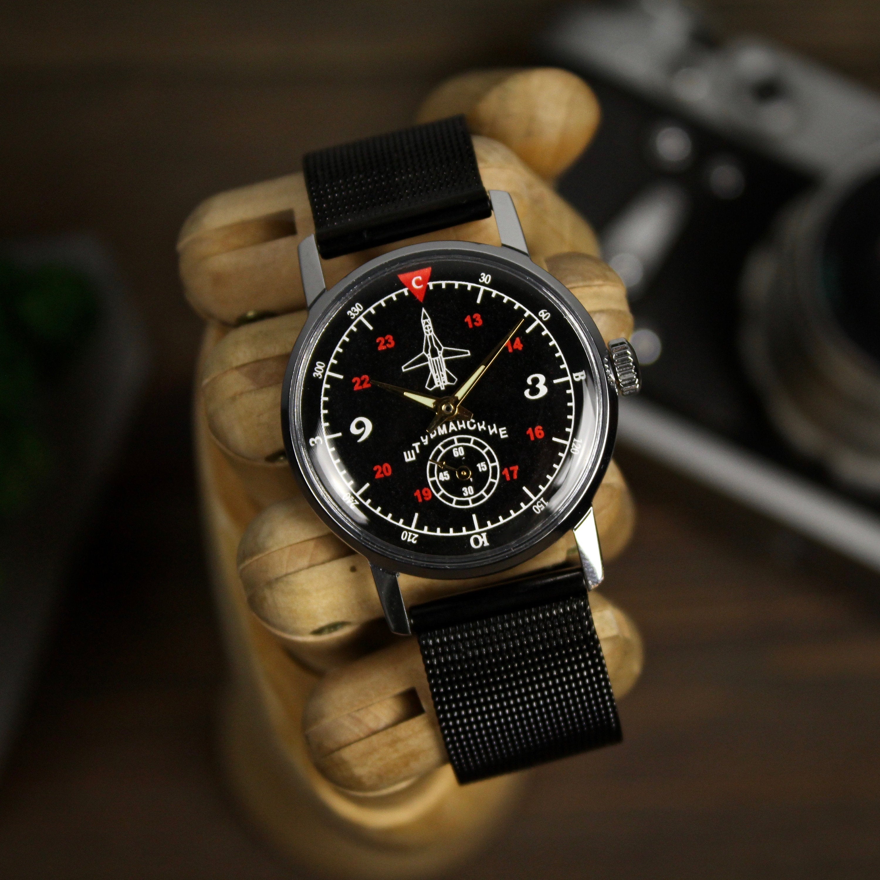 Ultra rare soviet vintage wrist men's watch Shturmanskie with leather nato strap