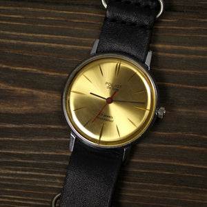 Ultra rare soviet vintage mechanical men's wrist watch Poljot de luxe with leather nato strap