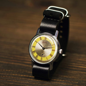 Vintage very rare soviet men's wrist watch ZIM with leather nato strap
