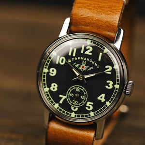 Rare vintage soviet wrist men's watch Shturmanskie with leather nato strap
