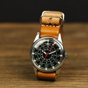 Vintage very rare men's wrist soviet watch Avator with leather nato strap