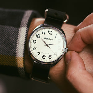 Rare soviet vintage wrist watch for men Raketa with leather nato strap