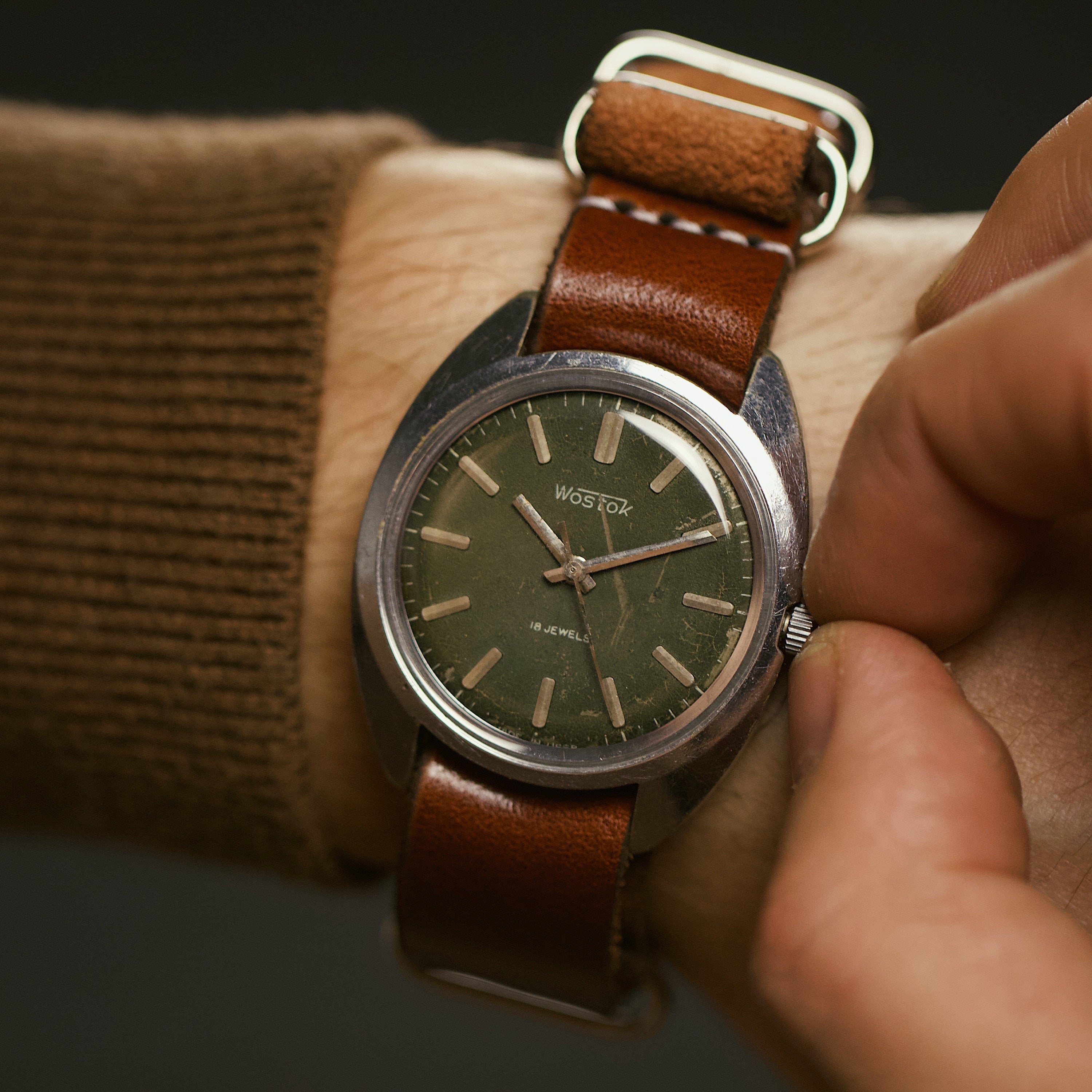 Soviet vintage very rare watch Vostok with leather nato strap
