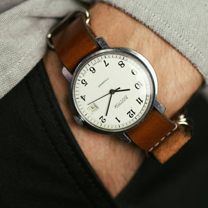 Sovient vintage men's watch Vostok with leather nato strap