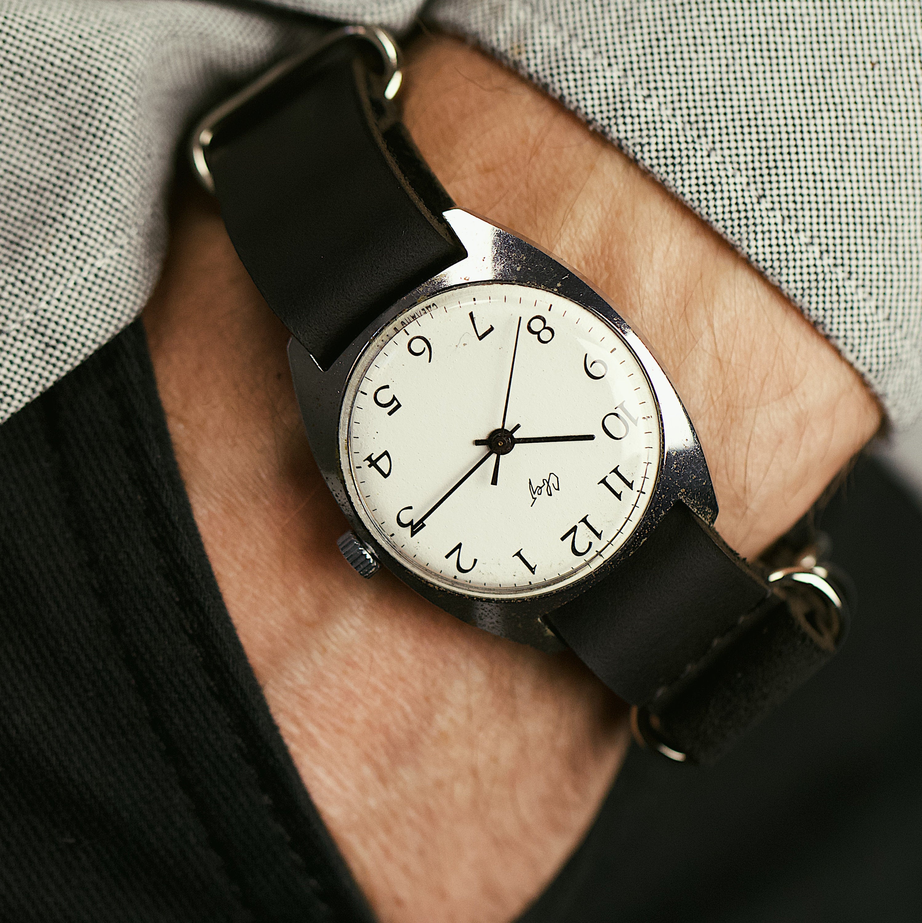 Rare vintage soviet watch for men Svet with leather nato strap
