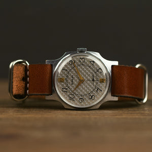 Very rare soviet vintage men's wrist watch Pobeda with leather nato strap