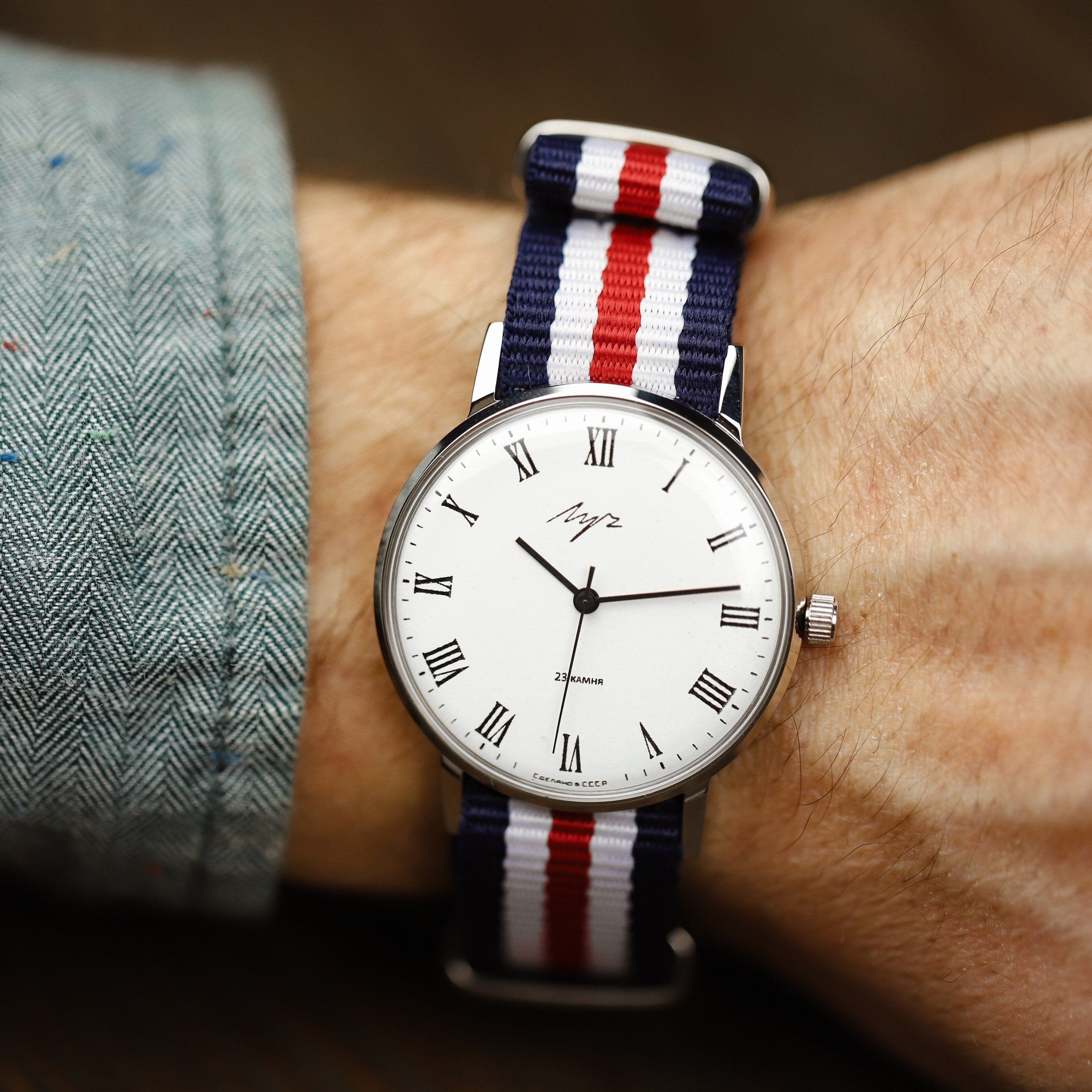 Vintage soviet watch LUCH. Gift watch, watches for men, mechanical watch, gift fir him, men watch, vintage watch, Nylon strap