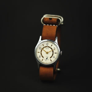 Very rare vintage soviet watch POBEDA 1950s with new leather strap. Mechanical watch